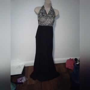 Glamorous Black and Silver Backless Dress